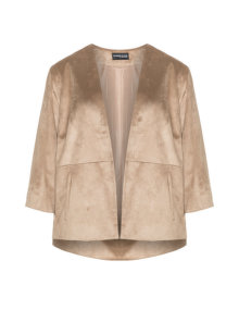 Samoon Open velour leather-look jacket Camel