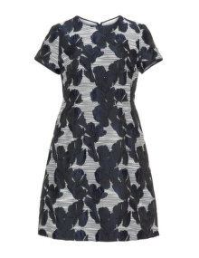 Apart Jacquard dress White / Dark-Blue