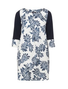 Rossetto and Cioccolato Printed tunic  Dark-Blue / Cream