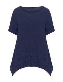 G Oze Textured cotton t-shirt Blue