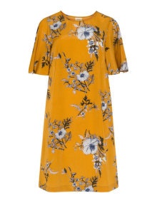 Zizzi All over floral print dress  Yellow / Multicolour