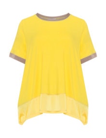 annalisa Mixed fabric t-shirt Yellow
