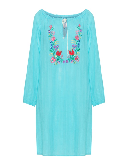 Bessin Embroidered dress Turquoise