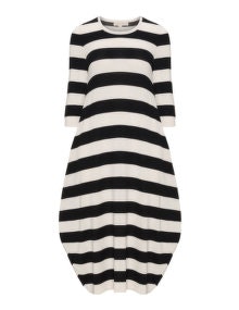 Isolde Roth Klara knitted striped bubble dress Black / Cream