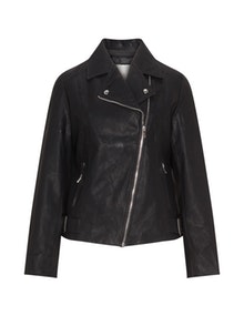 LOST INK Faux leather biker jacket Black