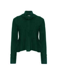 Heart Felt wool cropped jacket Dark-Green