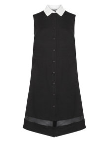 ABS Sleeveless shirt dress Black