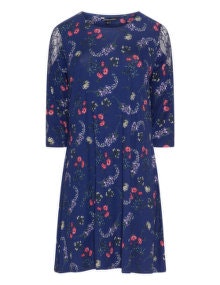 Simply Be Printed A-line dress Blue / Multicolour