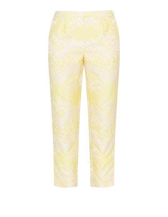 Manon Baptiste Ankle grazer jacquard trousers Yellow / White