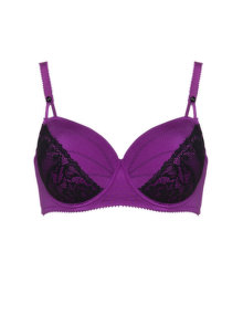 Deesse Lace accent balconette bra Purple / Black