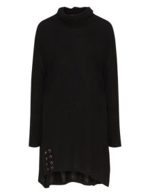 Velvet Pop Lace-up oversized jumper Black