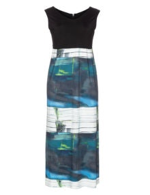 Evelin Brandt Maxi dress with patterned skirt Black / Multicolour
