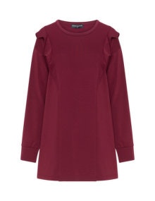Manon Baptiste Ruffle detail sweatshirt Bordeaux-Red