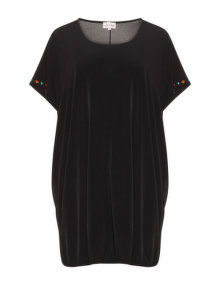 Caya Coco Embellished oversized jersey tunic Black