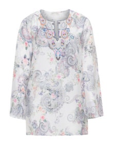 Open End Print embellished tunic White / Multicolour