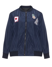 Club One Patch embroidered bomber jacket Blue