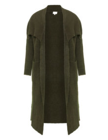 Amber and Vanilla Longline turn down collar cardigan  Khaki-Green