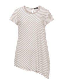 Doris Streich Striped asymmetric t-shirt White / Grey