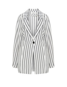 Zizzi Striped crêpe blazer Cream / Black