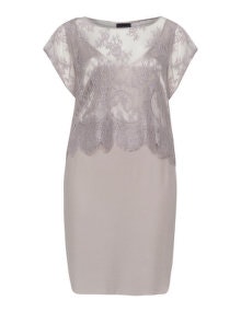 Live Unlimited London 2-in-1 lace overlay cocktail dress  Grey