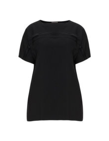 Triangle Satin-front jersey top Black