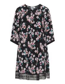 Gozzip Flared floral dress Black / Multicolour