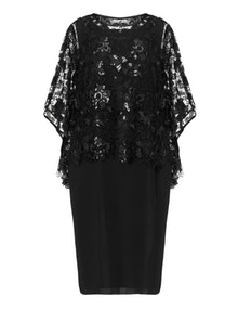 Kirsten Krog Embellished lace chiffon dress Black