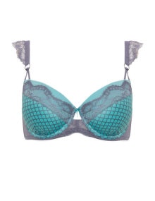 Ashley Graham Lace straps underwired bra  Turquoise / Grey