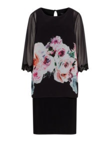 Verpass Floral chiffon and jersey dress Black / Multicolour