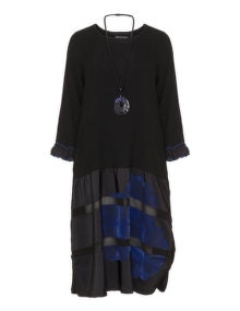 zedd plus Velvet appliqué dress and necklace Black / Blue