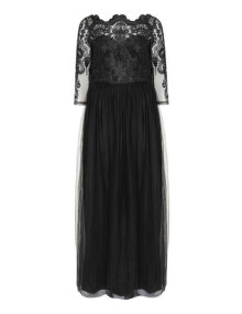 CHI CHI Curve Embroidered evening dress Black