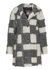 Polarbear Checked wool blend coat Black / Cream