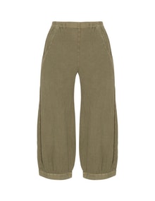 INCA Tapered cotton linen trousers Green