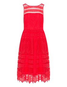 LOST INK Lace fit and flare dress  Red