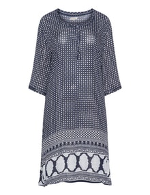 Gozzip All over print longline tunic  Dark-Blue / White