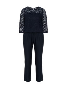 Samoon Layered lace jumpsuit Dark-Blue