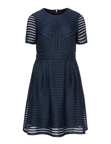 Apart Striped mesh dress Dark-Blue / Black