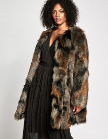 Yoek Faux fur coat Grey / Black