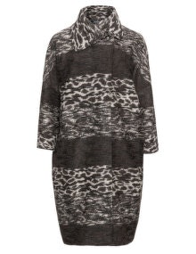 navabi Animal pattern jacquard wool-felt coat Brown / Beige