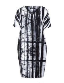 navabi Woodland-geo print dress Black / White