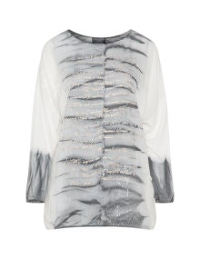 Via Appia Due Embellished tie dye top Cream / Grey