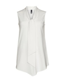 Manon Baptiste Anna tie neck cotton top Ivory-White