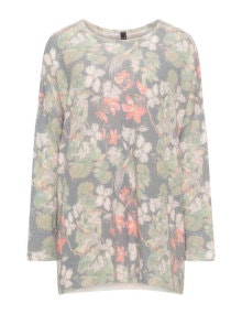 Yoek Floral print fine knit jumper  Grey / Multicolour