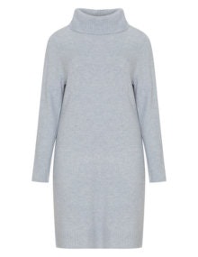 Samoon Roll neck jumper dress Light-Blue / Mottled