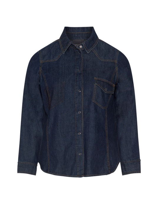 Persona Washed-out effect denim shirt  Dark-Blue