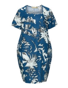 Isolde Roth Printed cocoon linen dress Blue