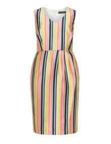 Manon Baptiste V-neck striped pencil dress White / Multicolour