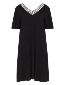 Mat Ribbed trim jersey dress Black