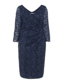 Gina Bacconi Glittery lace cocktail dress Dark-Blue