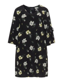 Live Unlimited London Floral print dress Black / Yellow